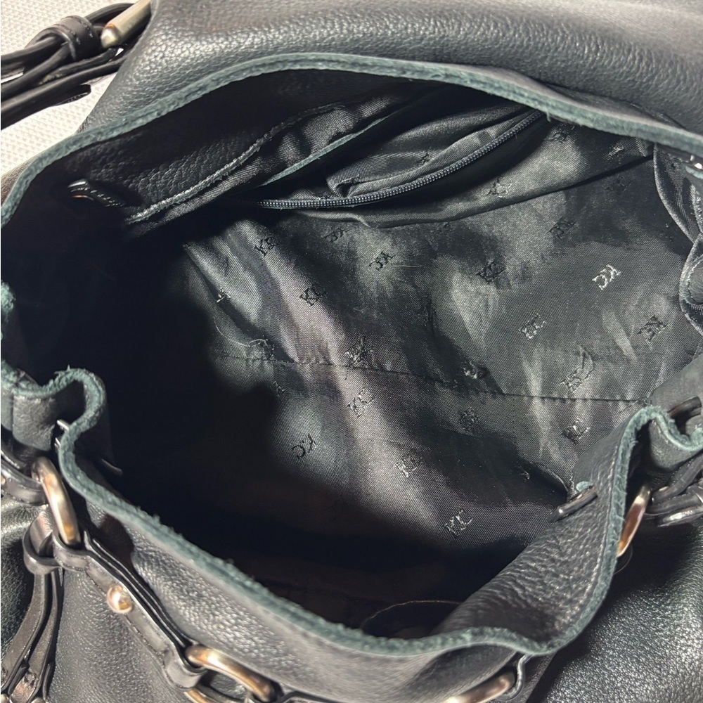Kenneth Cole New York Black Pebbled Leather Shoulder Hobo Bag - Picture 7 of 17